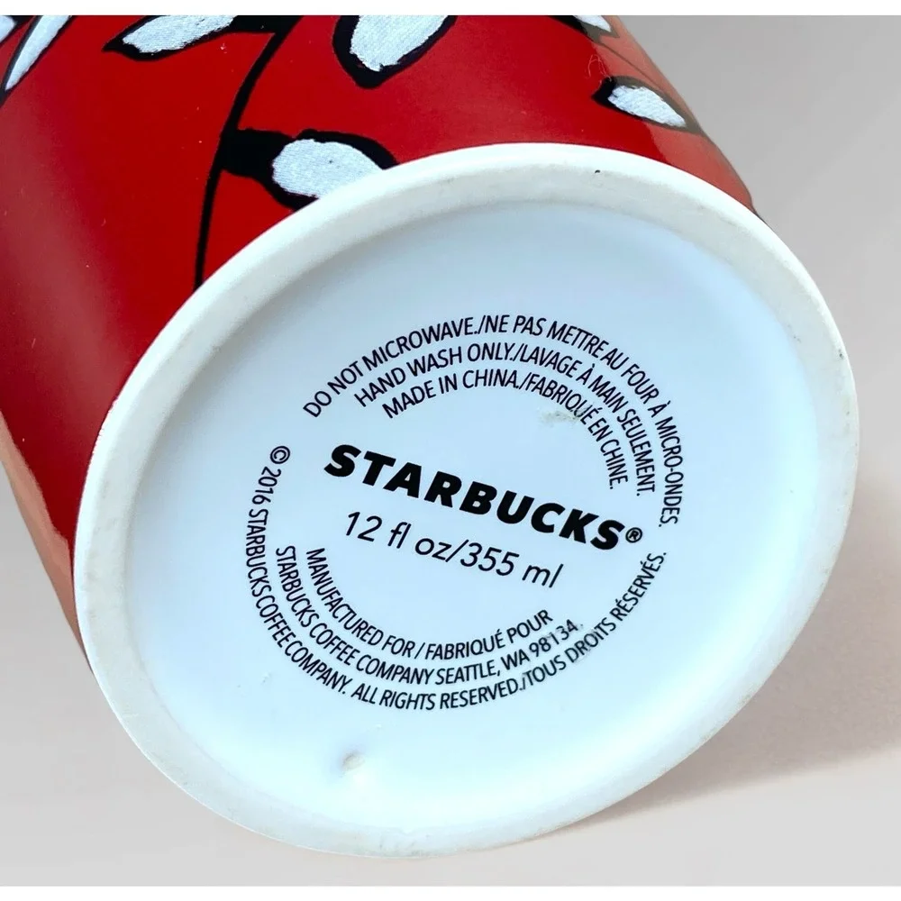 Starbucks 2016 Christmas Travel Mug‎ Red with String Lights